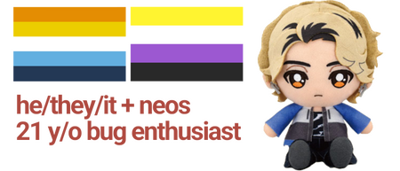 he, they, it + neopronouns. 21 year old bug enthusiast
